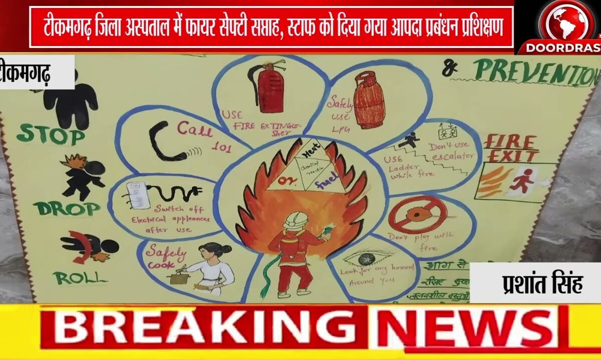 टीकमगढ़ जिला अस्पताल में फायर सेफ्टी सप्ताह | मॉक ड्रिल और प्रशिक्षण से कर्मचारियों को किया जागरूक 🔥