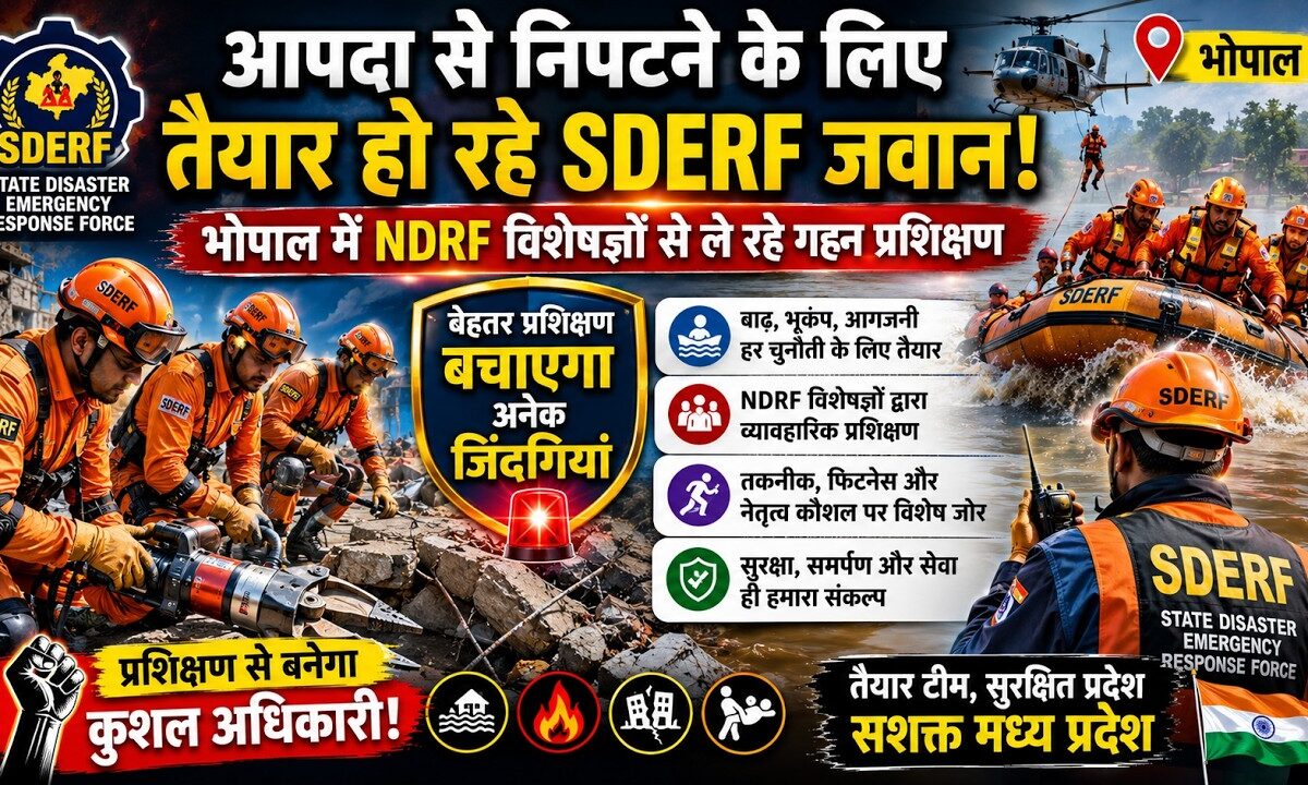 आपदा से निपटने के लिए तैयार हो रहे SDERF जवान, भोपाल में NDRF के विशेषज्ञों से ले रहे गहन प्रशिक्षण
