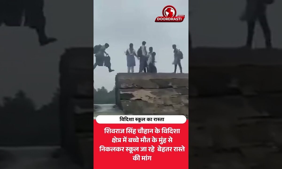 विदिशा में बच्चे मौत के मुंह से स्कूल जा रहे! वायरल वीडियो